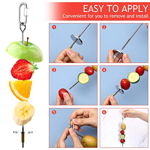 Weewooday 3 Pcs Bird Cage Food Holder Parrot Fruit Vegetable Skewer Stainless Steel Stick Feeder Bird Treats Skewer Parakeet Cockatoo Cockatiel Cage Treating Tool Small Animal Hanging Foraging Toys