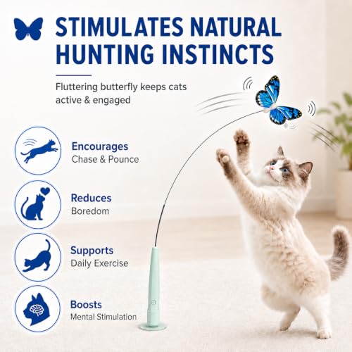 Fluttering Butterfly Interactive Automatic Electric Cat Teaser Wand Toys