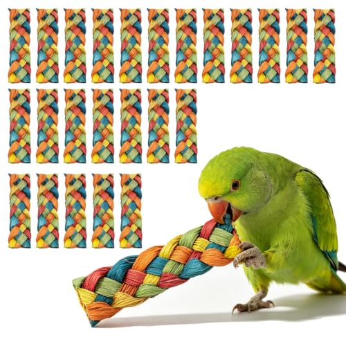 Natural Bird Toys Foraging Parrot Shredding Toys Corn Husk Chewing Toy for Cockatiel Lovebird Parakeet Budgie Small-Medium Birds (24 Pieces) Toys