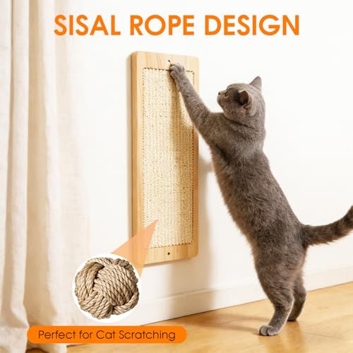 6 in 1 Cat Wall Shelves Climbing System with Sisal Scratching Perch - color: White
