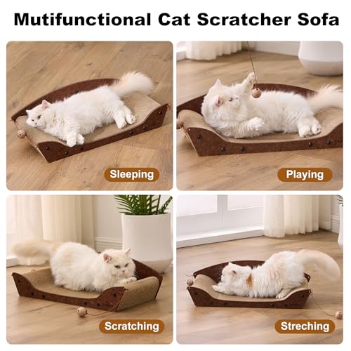 ZOMISIA Cat Ball Track Toy & 26'' Cardboard Cat Scratcher Bed