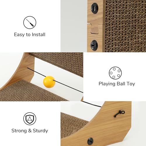 FUKUMARU Cat Scratcher, 18.9 Inch L Shaped Cat Scratch Pad for Indoor Cats - size: 1 Pack 18.9 in Wood Color