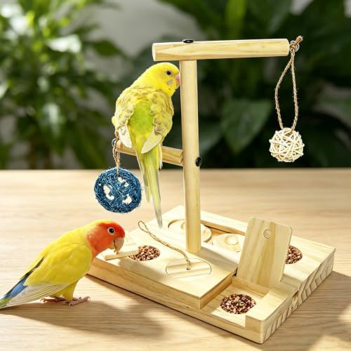 Wooden Bird Foraging Puzzle Toys, Bird Foraging Toys Hanging Enrichment Toys for Cage and Small Parrots