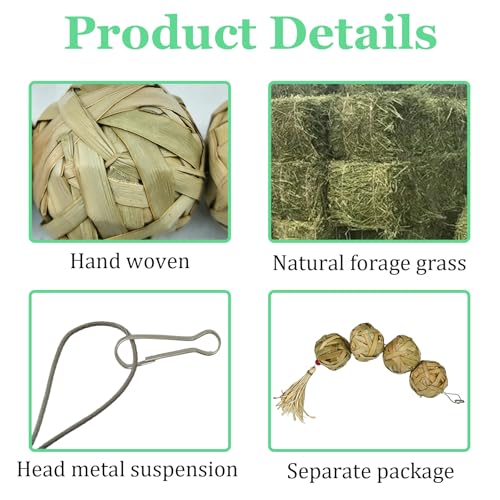 2Pcs Guinea Pig Chew Toys for Teeth Rabbit Grass Balls for Bunny Chinchilla - size: 2PCS(B)