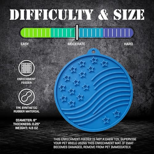 SodaPup USA K9 Stars and Stripes eMat – Durable Enrichment Feeder Lick Mat for Dogs & Cats, Non Toxic Pet Safe Food Safe Material, Made in USA, Slow Feeder for Calming & Digestive Health - color: Blue Stars and Stripes Lick Mat