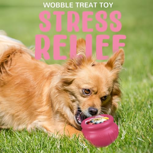 Wobbly Dog Enrichment Lick Toy, Stuffable Frozen Lick Bowl to Keep Dogs Busy, Long-Lasting Interactive Treat Dispensing Dog Toy, Silicone Fetch Catch Chew Toy(Rose,M) - color: Rose, size: M