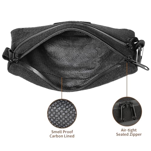 Smell Proof Bag and Stash Box - Premium Case With Lock, Combination Locking Container With Zippers and Removable Dividers - Black