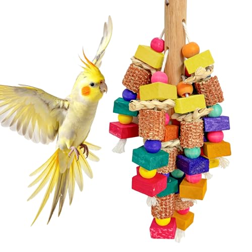 Large Bird Toys for Parrots Toys Natural Colored Wooden Chew Accessories for Macaws, Cockatoos, African Grey, and Amazon Parrots (Small Bird Toys) - color: Small Bird Toys