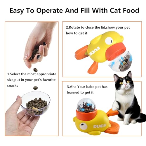 Duck Treat Dispenser Toy,Slow Puzzle Feeder for Cats&Small Dogs