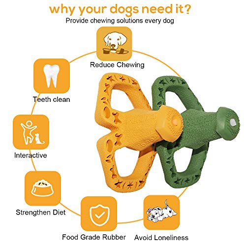 M.C.works Puppy Chew Toys Teething Pacifier, Small Dog Teething Rings Toys for Puppies Within 2 Month, Treat Dispensing Toy Soft Rubber, Pack of 2