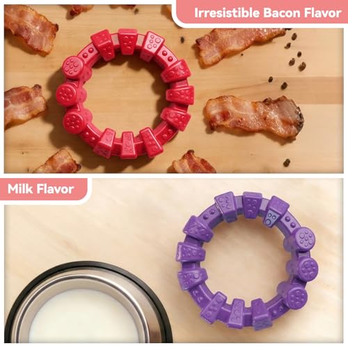 BoYoYo 2 Pack Indestructible Dog Chew Toys for Aggressive Chewers - color: Red&Puple