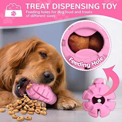 Dog Toys for Aggressive Chewers Large Breed, Fun to Chew (Pink) - color: Pink
