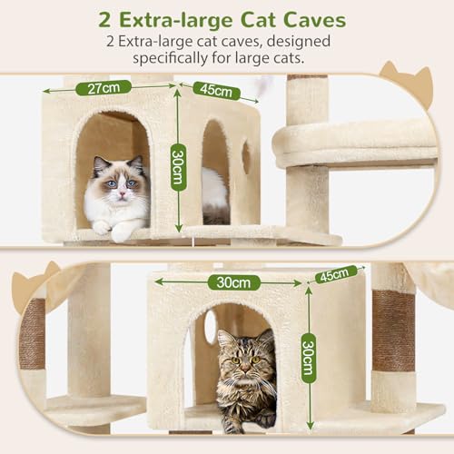 Globlazer 74in Large Sturdy Cat Tree for Large Cats, F74F, Beige - color: Beige