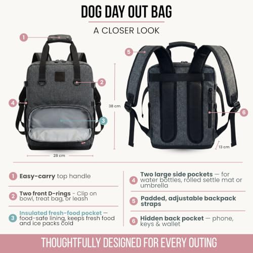 Dog Day Out Bag, Dog Diaper Bag & Backpack for Supplies, Fresh-Food Cooler