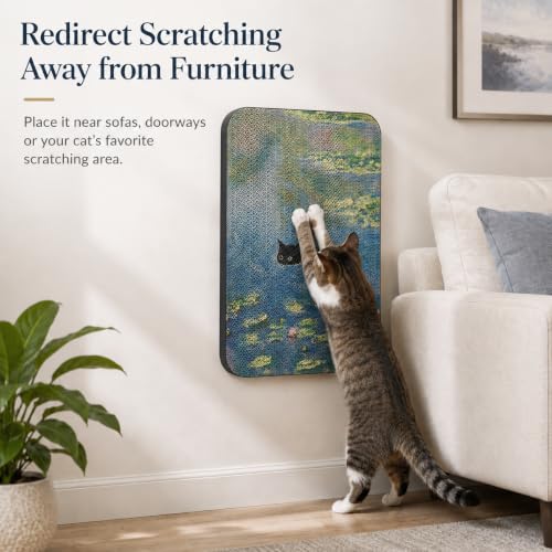 2 Pack Cat Wall Scratcher, Art Cat Scratching Board for Cats - color: Pond & Bridge New