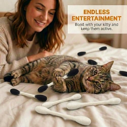 Glaciart One Swabs Cat Toys with Catnip - 6 Pk | Durable for Chew, Cute Cat Toys Interactive Kitty for Boredom, Exercise, & Play | Filled w/Organic Catnip for Anxiety & as Digestive Aid | Gift Idea - color: Monochrome Swabs, size: Regular