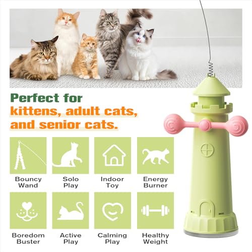 Interactive Cat Toy for Indoor Cats, Strong Suction Cup, Extra Yarn - color: Green