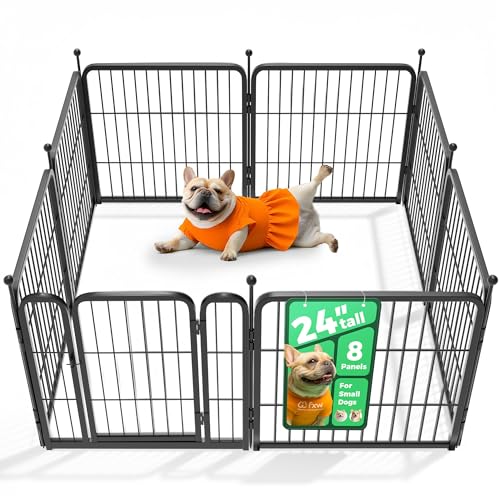 FXW Rollick Dog Playpen, Indoor, Yard & RV Camping, 24" H, 8 Panels - color: Black, size: 24"H