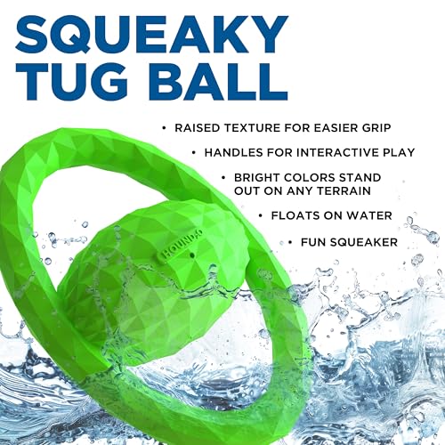 Playology Hound2O Squeaky Tug Ball - Floating Outdoor Dog Toy - Green - color: Green