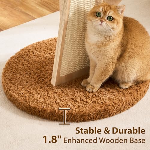 Aesthetic Flower Cat Tree Tower with Scratching Post for Indoor Cats, 48" Modern Cat Tree with Wood Sculpted Branch, Flower Cat Beds, Scratching Board & Interactive Squeaky Toy, Creamy White - color: 48"-Creamy White