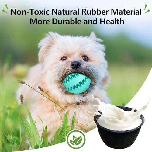 Treat-Dispensing Dog Toys: 2Pack Dog Balls for Teething - size: 2.8in for Small & Medium Dogs