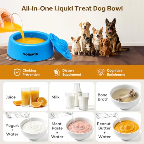 NORMON Dog Lick Bowl Slow Feeder with Rolling Ball & Suction Base