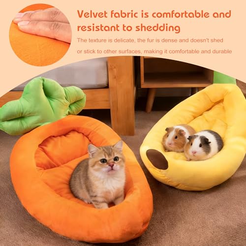 Rabbit Bed Warm Small Dog Cat Sleeping Carrot Banana Beds Bunny Bed Guinea Pig Hideout Bed Thick Soft with Removable Mat,Machine Washable Guinea Pig Cushion (Banana（18.5 * 11.02 * 3.94）) - color: banana（18.5*11.02*3.94）