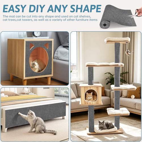 Heavy Duty Cat Scratch Mat for Couch (Dark Gray, 78.7" x 15.8") - color: Dark Gray, size: 78.7" x 15.8"