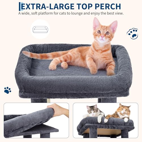 Takywep Cat Tree Heavy Duty Multi-Level Cat Tower for Large Indoor Cats - color: Dark Gray