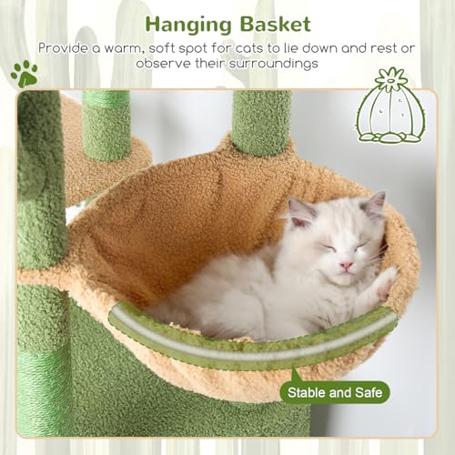 Globlazer Heavy Duty Cactus Cat Trees for Big Cats Maine Coon, F61, Green - color: Cactus, size: 61inch