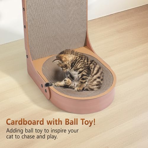 Cat Scratcher, 2 in 1 L Shape Wall Mounted Scratch Pad with Cat Bed Bowl