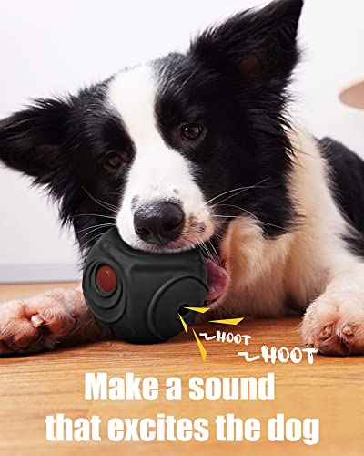 Mewlmart Giggle Ball for Dogs Owl Dog Toys for Aggressive Chewers Gift for Dog Natural Rubber Ball Cute Owl Hoot Medium Large Dog (Demon) - color: Black Owl Red Eyes