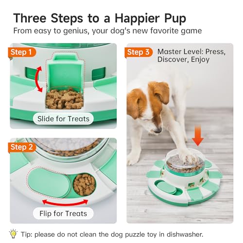 Potaroma Dog Puzzle Toy 2 Levels, Slow Feeder, Pup Food Treat Feeding Dispenser for IQ Training and Entertainment for All Breeds (Green White) - color: Green White