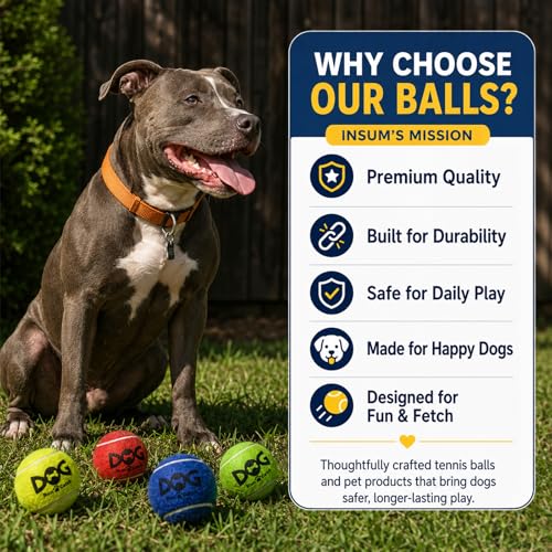 INSUM Tennis Balls for Dogs, 12 Pack Colorful Dog Toys Balls - size: Small