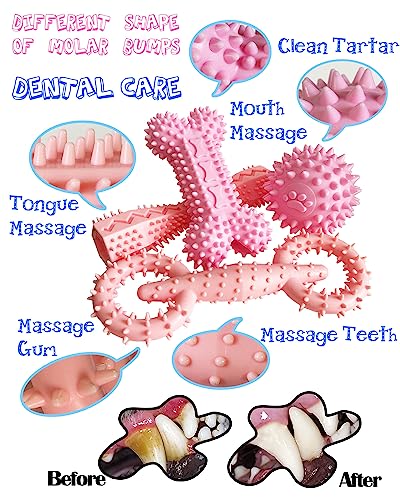 4 Pack Puppy Teething Chew Toys for Small Medium Dogs Pink Girl Dog Toy Set - color: Pink, size: Small