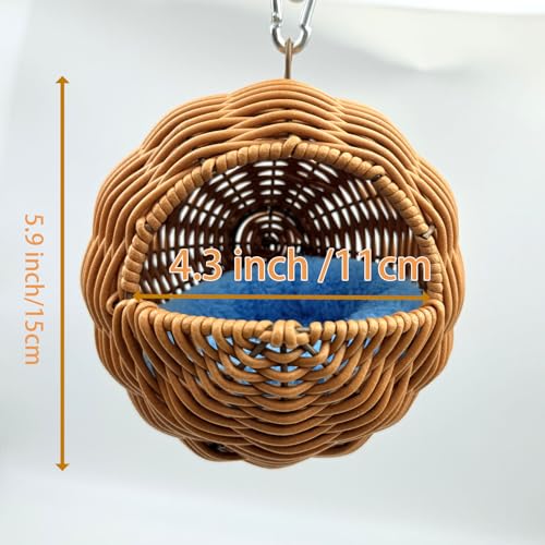 Rattan Bird Nest for Cage Hanging Parakeet Bed Hammock Hideout - style: Half-circular opening