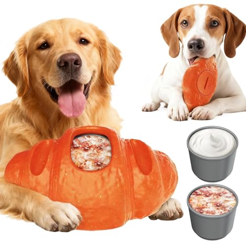 Dog Toys for Large Dogs, Dog Toys for Aggressive Chewers, Anxiety Relief for Dogs Toy, Indestructible Frozen Treat Toy National Pet Day Gifts for Peanut Butter Reduces Anxiety - color: Croissant