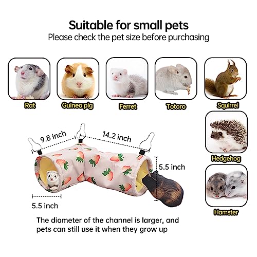 Large Caliber Guinea Pig Hideout & Hammock, Corner Hideout Toy for Guinea Pig, Ferret, Hedgehog, Piggy-2 Tunnel Strawberry - color: 2. Tunnel- strawberry