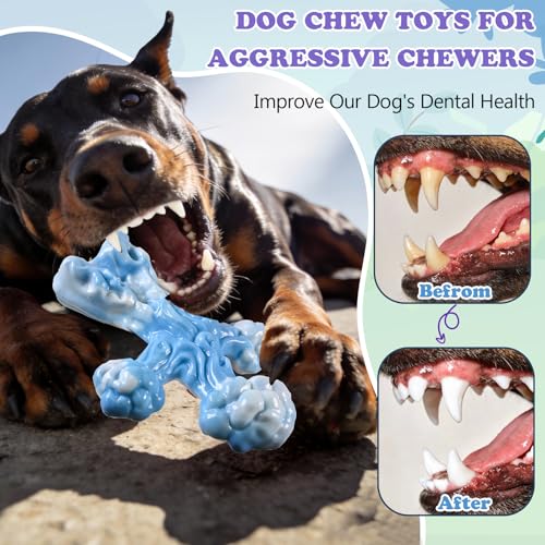 2Pack TreeBone Indestructible Dog Chew Toys for Aggressive Chewers - color: LightBluePurple