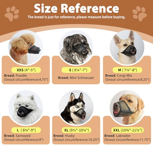 LUCKYPAW Mesh Dog Muzzle Suits for Small Dogs Breathable Dog Muzzle Set - size: Small 3 PCS(XXS-S)