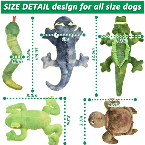LECHONG Stuffed Animal Dog Toys, 5 Pack Tough Squeaky Dog Toys, Plush Toys Assortment, Great Value Pet Toys Bundle, Woodland Series Chew Toys for Large Medium and Small Dogs Puppy Pet Toys - size: 5 pack- Woodland