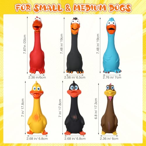 6 Pcs Latex Chicken Squeaky Dog Toys for Small Med Dogs, Cute Style