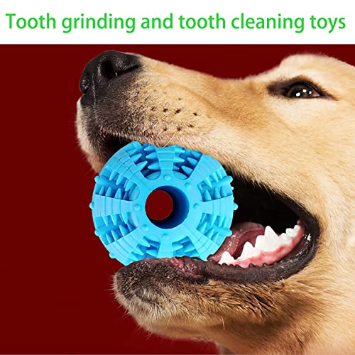 2 Pcs Dog Toy Teeth Ball,Dog Puzzle Toy,Treat Dispensing Dog Toys,Non Toxic Tear Resistant Natural Rubber Toy Ball for Pet Teeth Cleaning/Chewing/Playing/Training (Blue+Blue, 3.15in) - color: Blue+Blue, size: 3.15in