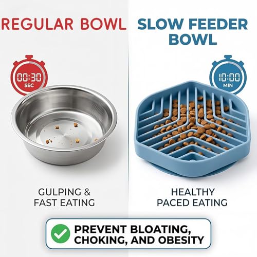 Silicone Slow Feeder Bowl for Dogs & Cats, Puzzle Lick Mat Design, Anti-Slip Suction Base, Helps Slow Eating & Enrichment, Easy to Clean, BPA-Free - color: Blush Pink