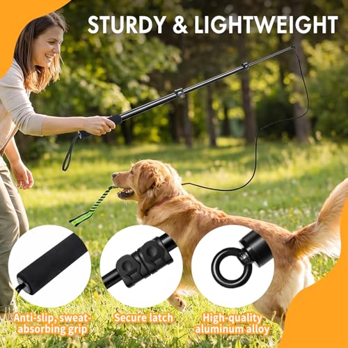 Flirt Pole for Dogs, 40" Extendable Aluminum Teaser Pole with 4 Lures - size: 40"(102cm)