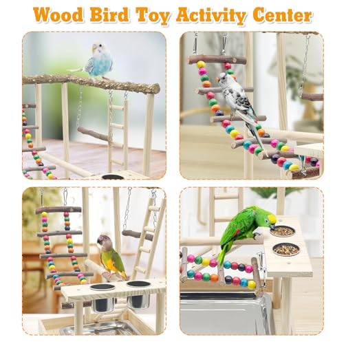 Hamiledyi Bird Playground Wooden Parrot Perch Stand Cockatiel Playground