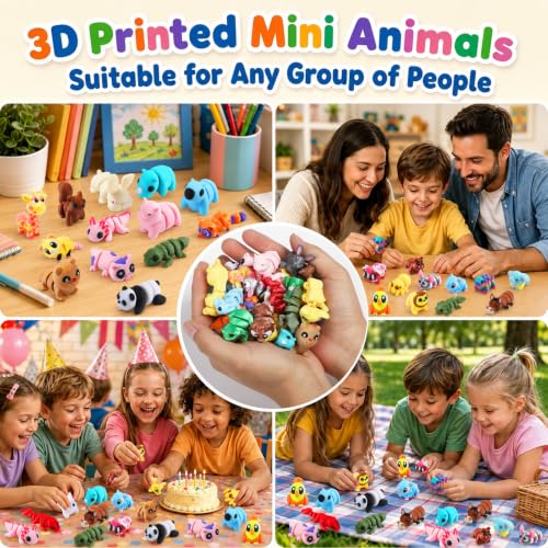 SCIONE 36 Pack 3D Printed Animals, Cute Desk Pets for Kids - style: 36-Forest Animals
