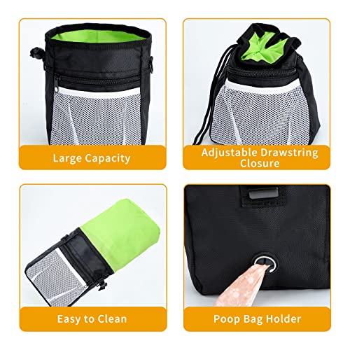 Dog Treat Pouch for Pet Training Kit, 3-Way Wear Bag with 2 Clickers & Bowl - color: Black