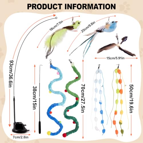 9PCS Interactive Bird Simulation Cat Toy Set with Suction Cup Indoor - color: suction cup