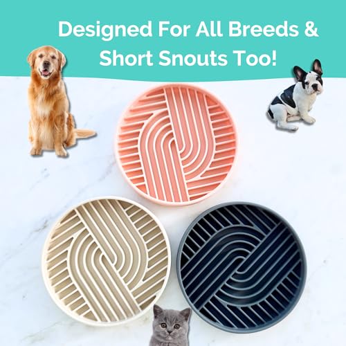 Gray Silicone Slow Feeder Bowl for Dogs, Cats and Pets by Stella and Bear Co. - color: Gray